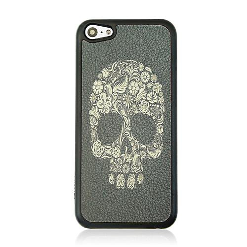 Flower Skull Leather Vein Pattern Hard Case for iPhone 5C