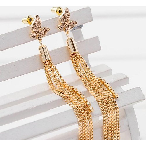 Love Is You Fashion Long Earrings Butterfly Zircon Earrings