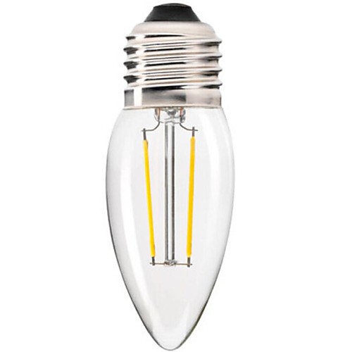 Dimmable E27  2W  COB 200LM 2800-3200K Warm White LED Filament Candle  Bulb(AC 110V)