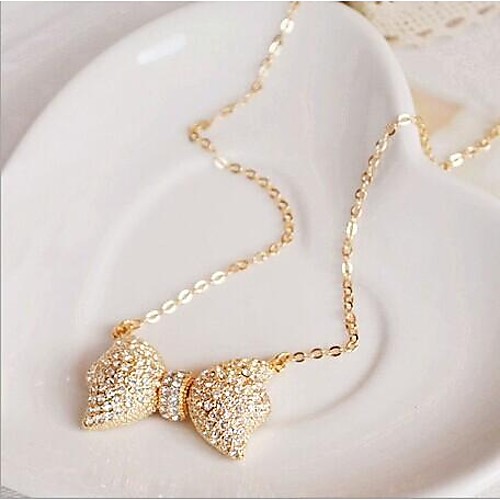 Love Is Your Fashion Beautiful Full Bow Drill Collar Bone Chain