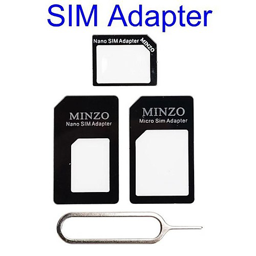 4 in 1 Nano Sim to Micro Sim/Standard Sim Card Adapter for iPhone 4S/5S(Assorted Colors)