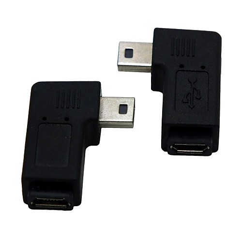 1 комплект вправо / влево под углом 90 градусов Mini USB мужчина к Micro USB женской расширение адаптер Conventer шнур кабельный разъем