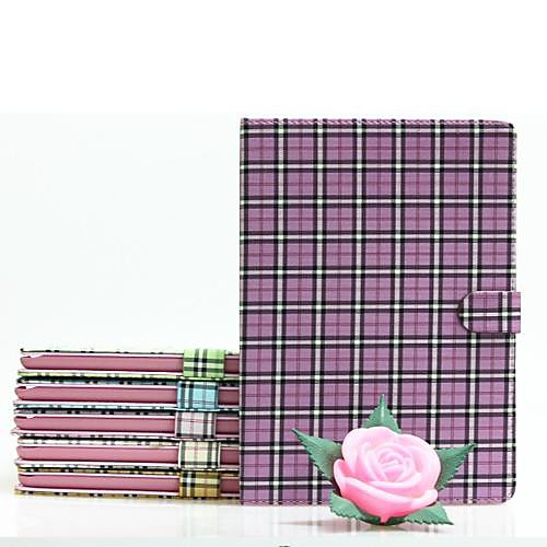 Plaid Pattern PU Leather Case with Back Stand for iPad Air and iPad 5