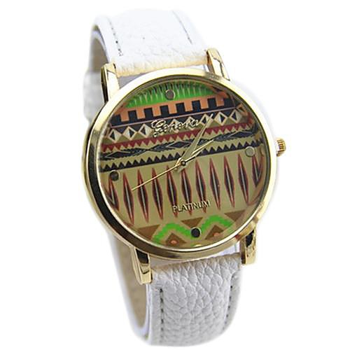 Women's Multicolor Print Bohemia Style PU Leather Band Analog Quartz Wrist Watch (Assorted color)