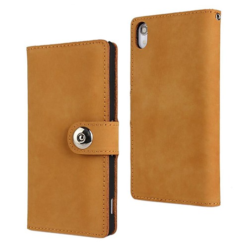 Fashion Scrub Genuine Leather Full Body Case with Stand and Card Slot fo Sony Xperia Z2