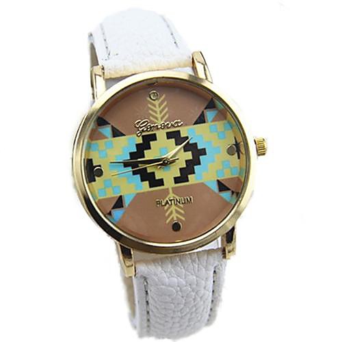 Women's Multicolor Print Bohemia Style PU Leather Band Analog Quartz Wrist Watch (Assorted color)