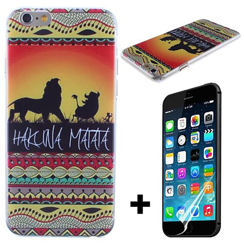 Hakuna Matata on Sunset Lion King Pattern Hard with Screen Protector Cover for iPhone 6