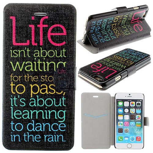 Life Motto Pattern PU Leather Full Body Cover with Card Slot for iPhone 6