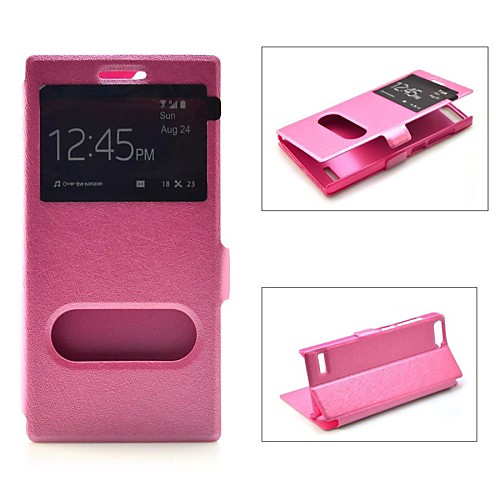 Silk Print Pattern Slim Leather Flip Window Cover Case for Huawei Ascend P7 mini  (Assorted Colors)