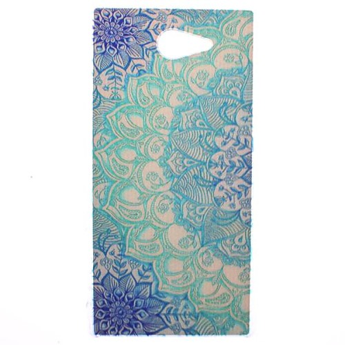 Luminous Blue Lotus Transparent Pattern PC Hard Case for Sony Xperia M2 S50h