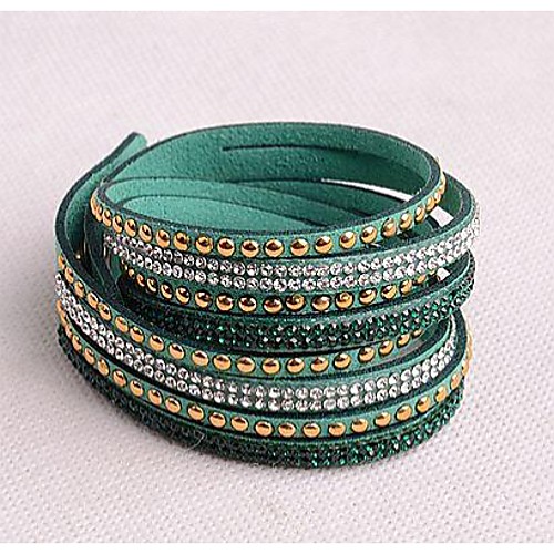 Leather Bracelets Twice New Arrivals Popular Copper Piece Diamond Dark Green