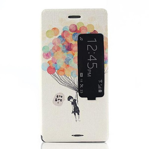 Boy and Balloon Pattern One Window Clamshell PU Leather Full Body Case for Huawei Ascend P7