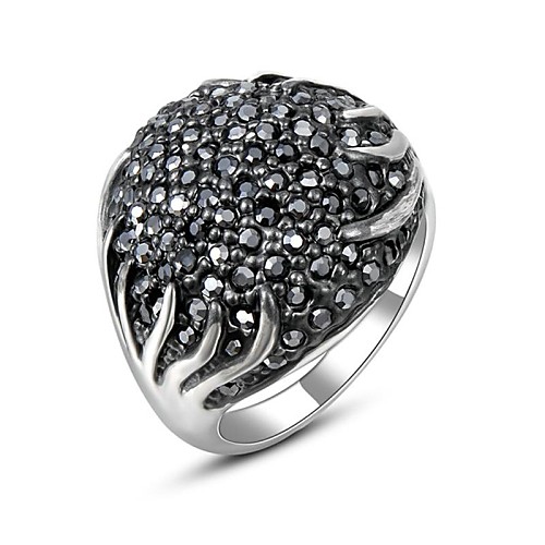 Christmas Gift Classic Small Black Austrian Crystals Sample Sales Platinum Gold Plated Spell Ring Party Jewelry