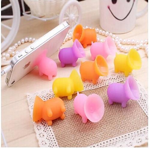 Cartoon Pig Silicone Holder for iPhone (Random Color)