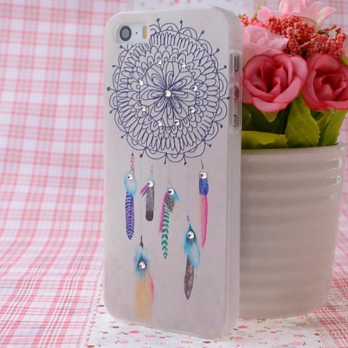 циркон перья Dream Catcher шаблон хорошее чувство тиснение назад случай для IPhone 5 / 5S