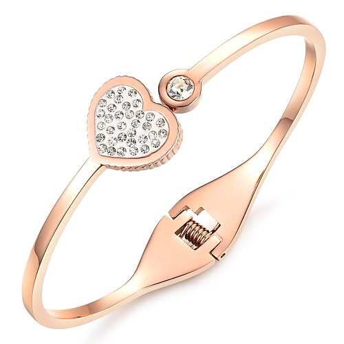 Fashion Tin Alloy 18K Gold Plated Women Heart Bangles (1 Pc)