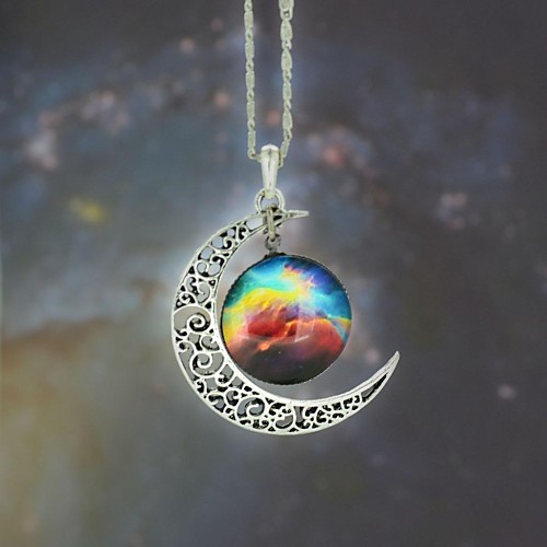 женская галактика-звездочная жемчужина время Луна ожерелье