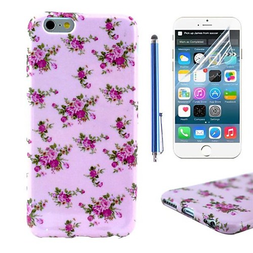 Beautiful Small Broken Flower Pattern TPU Soft Cover with Protective Film and Stylus for iPhone 6