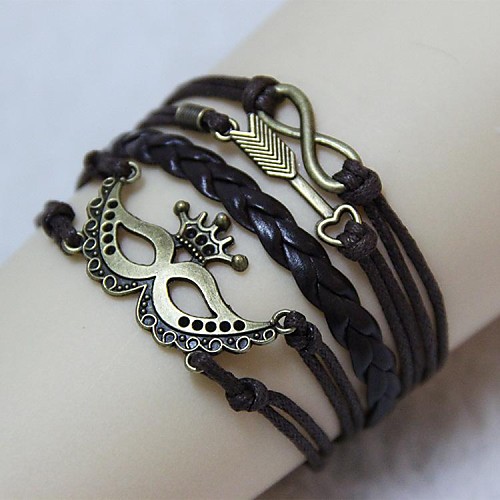 Vintage Halloween party mask 8 characters 18cm Unisex  Leather Wrap Bracelet(1 Pc)