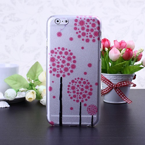 Pink Flowers Pattern Transparent Plastic Hard Case for iPhone 6