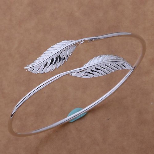 New Fashion Jewelry Women's  925 Sterling Silver Plated Charm Cuff Bangle BB-073