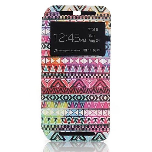 Tribal Pattern One Window Clamshell PU Leather Full Body Case for HTC One M8