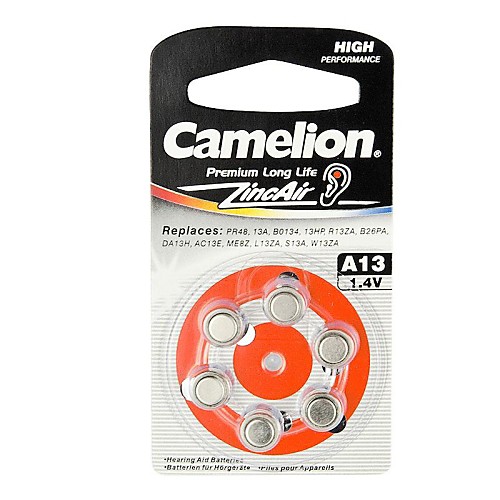 Camelion 1.4V a13 цинка кнопку воздуха батареи (6шт)