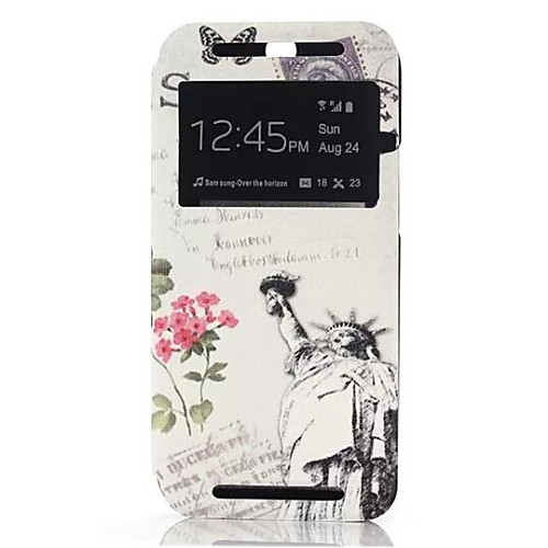 Eiffel Tower Pattern One Window Clamshell PU Leather Full Body Case for HTC One M8