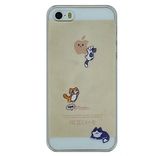 Three Naughty Cats Pattern PC Hard Transparent Back Cover Case for iPhone 5/5S