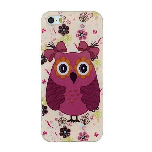 Cute Owl with Bowknot And Flowers Pattern TPU Material Soft Back Cover Case for iPhone 5/5S