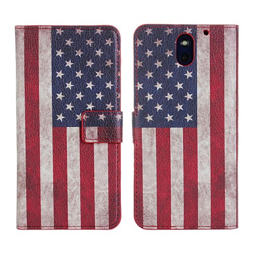 American Flag PU Leather Owl Pattern Pattern Case for HTC Desire 610