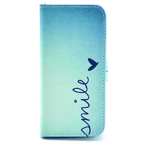 Smile Word with Heart Pattern PU Leather Full Body Case for iPhone 5/5S