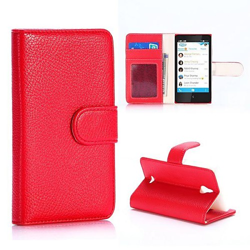 Litchi Textured Wallet Style Magnetic Flip Stand PC  PU Leather Case for Nokia X2 1013 Dual SIM(Assorted Colors)