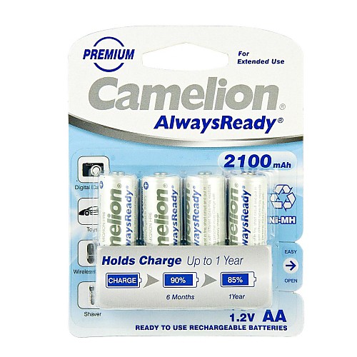 Camelion AlwaysReady 2100mAh Low Self-discharge Ni-MH AA Rechargeable Battery (4pcs)