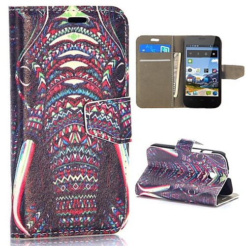 Tribal Style Elephant Pattern Wallet Style Magnetic Flip Stand PCPU Leather Case for HuaWei Ascend Y330