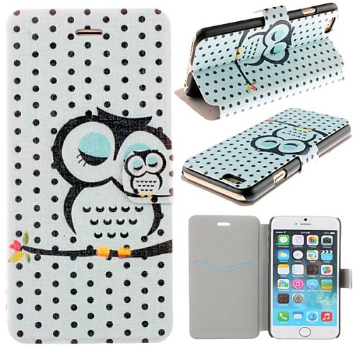 Sleeping Owl Pattern PU Leather Full Body Cover with Card Slot for iPhone 6