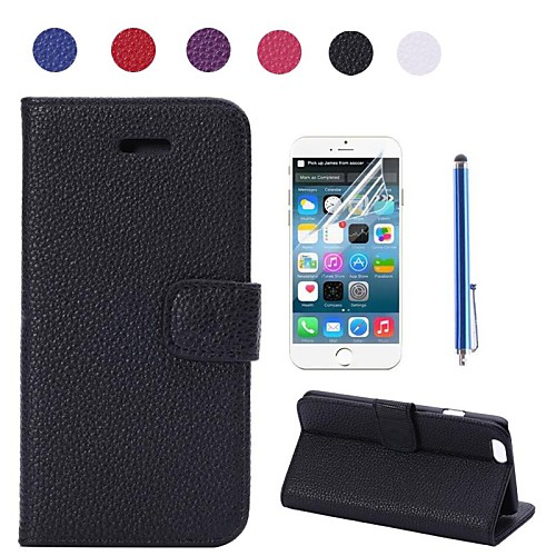 Litchi Grain Design PU Leather Full Body Cover with Protective Film and Stylus for iPhone 6 (Assorted Colors)