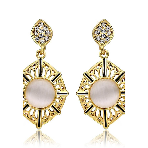 Women's Gold Plated Round Opal Earrings (More Colors)