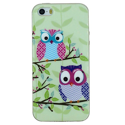 Two Owls on The Tree Pattern TPU Material Soft Back Cover Case for iPhone 5/5S