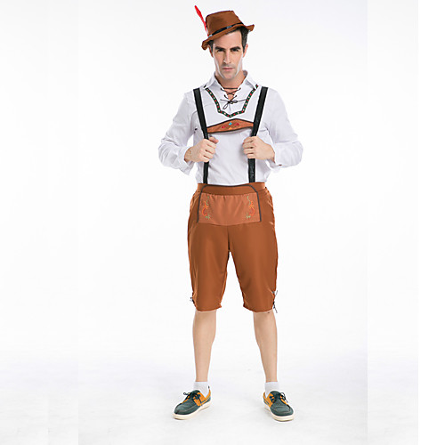 Баварский парень Немецкий Lederhosen пива Мужская Октоберфест Косплей Костюм