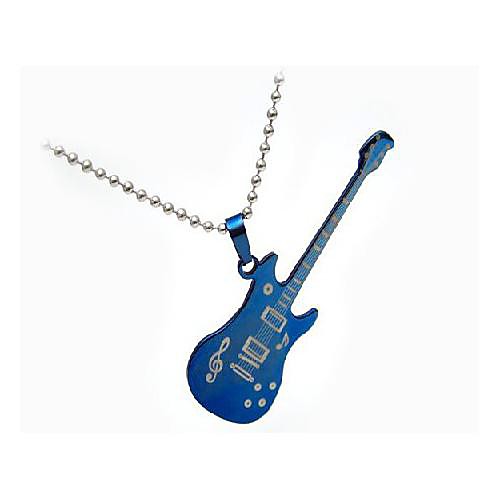Мода синий титана стали гитара кулон ожерелье lurememen в