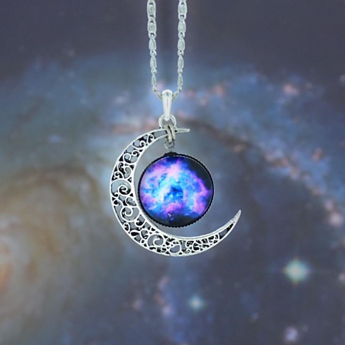 женская галактика-звездочная жемчужина время Луна ожерелье