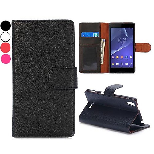 Litchi Skin Wallet Style Magnetic Flip Stand PC  PU Leather Case for Sony Xperia T3(Assorted Colors)