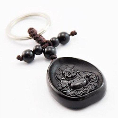 Duo Ji Mi Water Droplets Maitreya  Ebony Carving Keychain