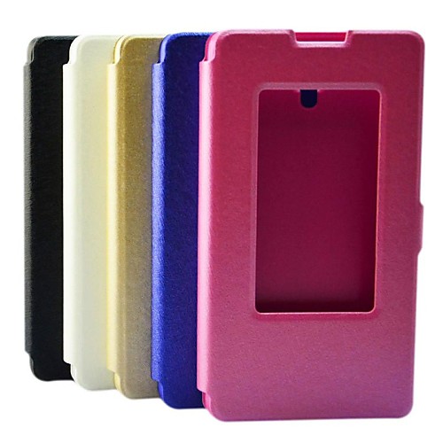 Silk Pattern PU Leather Full Body Case with One Front Windows for Lenovo S8