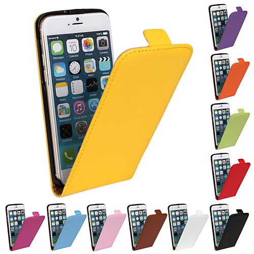 Flip-Open Solid Color Pattern Genuine Leather Full Body Case for iPhone 6 (Assorted Colors)