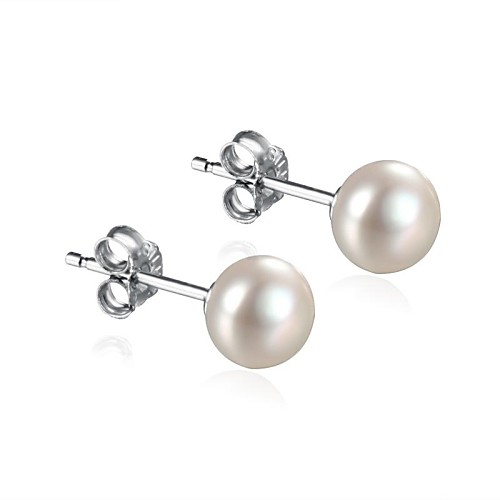 BRI.R Fashion AAA  S925 Silver  Natural Pearl Stud  Earrings  --Elegant