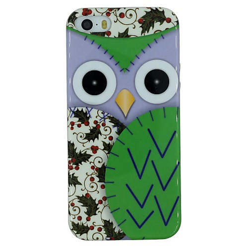 Purple Owl And Haw Pattern TPU Material Soft Back Cover Case for iPhone 5/5S