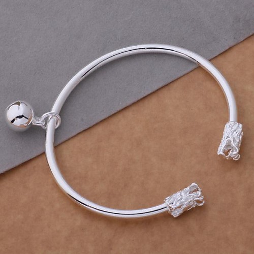 New Fashion Jewelry Women's 925 Sterling Silver Plated Charm Cuff Bangle BB-050