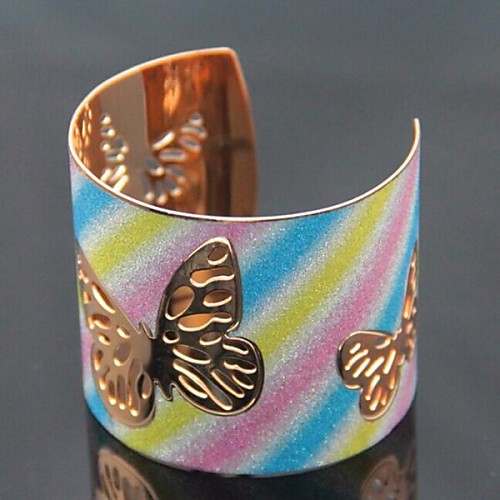 Toonykelly Fahionable Women's Glod Plated Multicolor Butterfly Bangle(1 Pc)